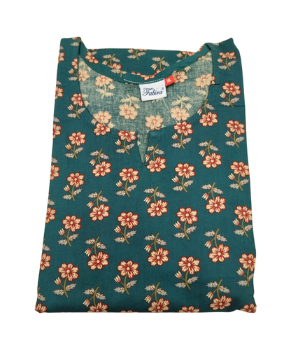 KURTI CORD SET PATTERN - DARK BLUE, BOTTLE GREEN, BROWN & MUSTARD - KNS03- XL & 2XL