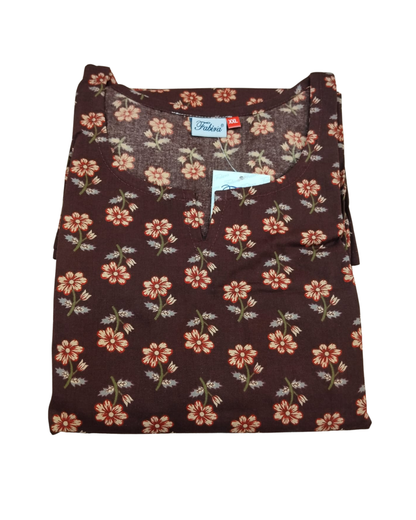 KURTI CORD SET PATTERN - DARK BLUE, BOTTLE GREEN, BROWN & MUSTARD - KNS03- XL & 2XL