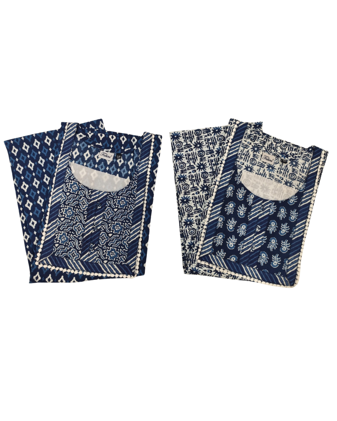 A - line Slim Fit Gown – Modern Fusion - Classic Blue, Indigo & Navy Blue - 550S05