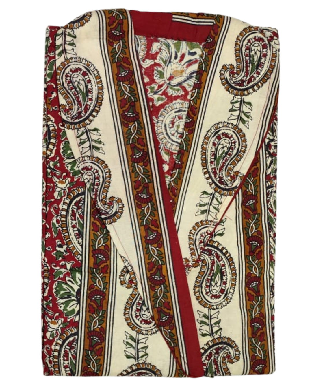 Wrap Gown – Full Length, Koiri Print - Yellow, Royal blue & Maroon - W502- F